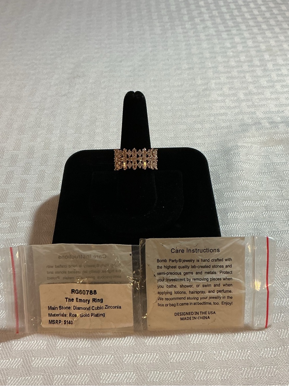 BP “The Emory Ring” Baguette & Round Cubic Zirconia Rose Gold Plated Ring